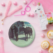 Paarden en cowboy Winter Snow Papieren Bordje (Feest)