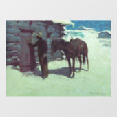 Paarden en cowboy Winter Snow Raamsticker (Vel)