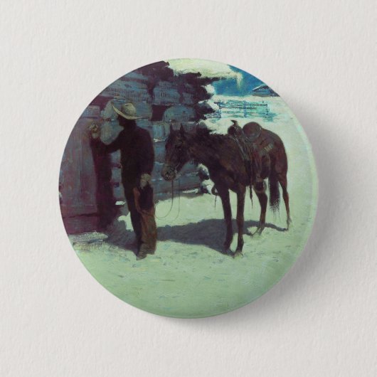 Paarden en cowboy Winter Snow Ronde Button 5,7 Cm (Voorkant)