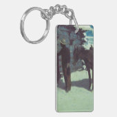 Paarden en cowboy Winter Snow Sleutelhanger (Voorkant Links)