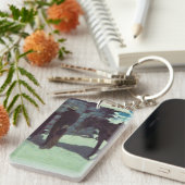 Paarden en cowboy Winter Snow Sleutelhanger (Voorkant Rechts)