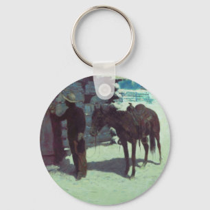 Paarden en cowboy Winter Snow Sleutelhanger