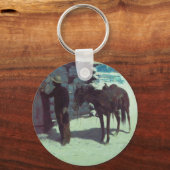 Paarden en cowboy Winter Snow Sleutelhanger (Voorkant)