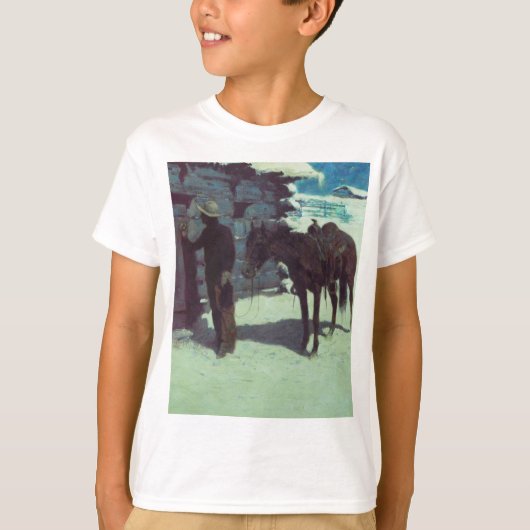 Paarden en cowboy Winter Snow T-shirt (Voorkant)