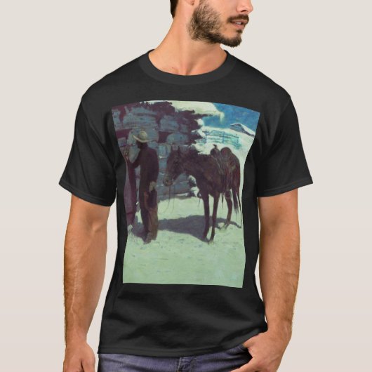 Paarden en cowboy Winter Snow T-shirt (Voorkant)