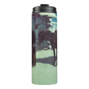 Paarden en cowboy Winter Snow Thermosbeker