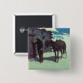 Paarden en cowboy Winter Snow Vierkante Button 5,1 Cm (Voorkant /achterkant)