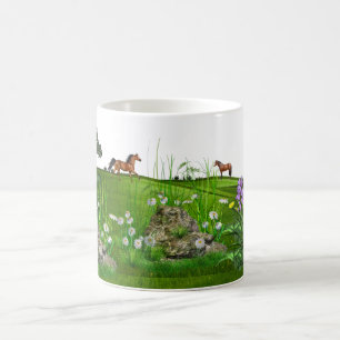 Paarden en deer in de Meadow Koffiemok