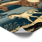 Paarden en dieren: Een arm Afbeelding in Japans Wo Poster (Hoek)