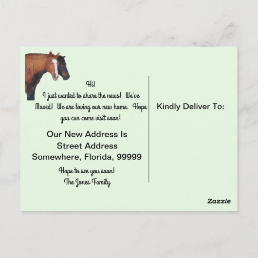 Paarden en Donkey New Address Post Kaart (Achterkant)