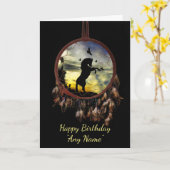 Paarden en drocatcher Eigen naam Birthday Kaart (Gele Bloem)