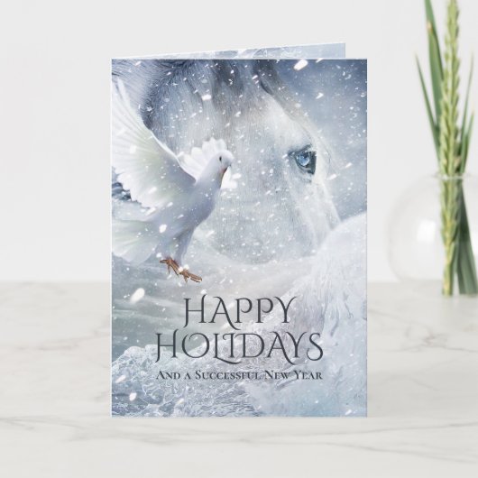 Paarden en duiken op ijs - gepersonaliseerd all-ov feestdagen kaart (Voorkant)