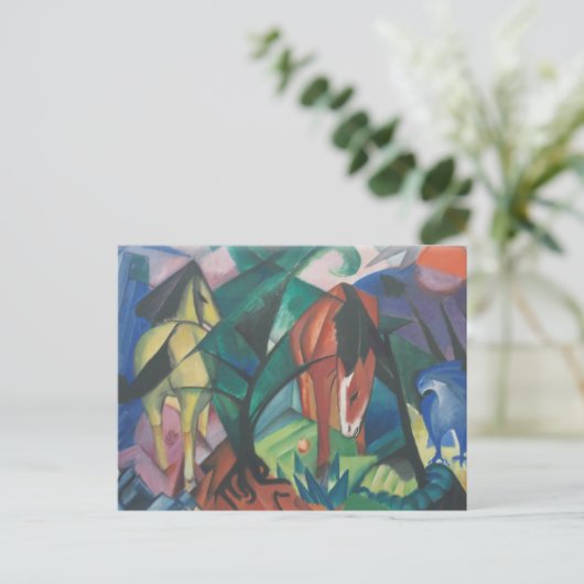 Paarden en Eagle van Franz Marc,  Cubistische kuns Briefkaart (Staand voorkant)