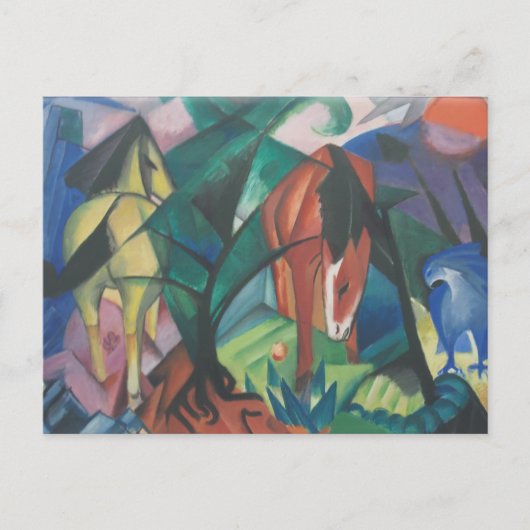 Paarden en Eagle van Franz Marc,  Cubistische kuns Briefkaart (Voorkant)