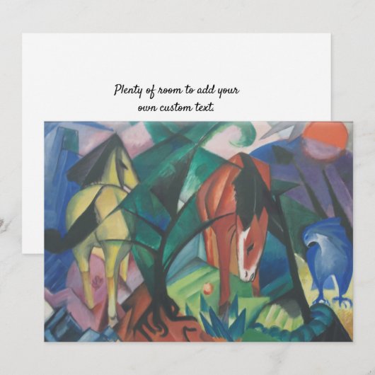 Paarden en Eagle van Franz Marc,  Cubistische kuns Kaart (Voorkant / Achterkant)