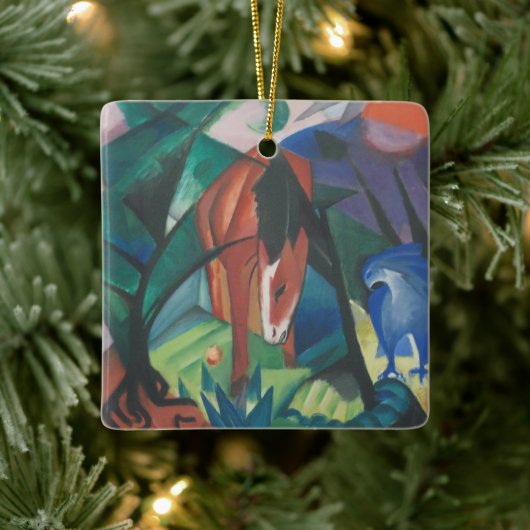 Paarden en Eagle van Franz Marc,  Cubistische kuns Keramisch Ornament (Boom)