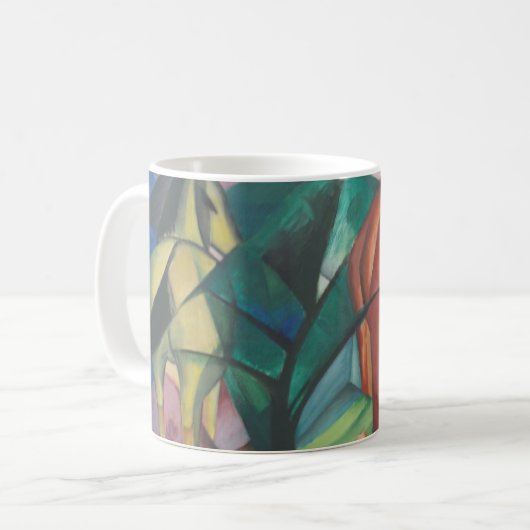 Paarden en Eagle van Franz Marc,  Cubistische kuns Koffiemok (Voorkant links)