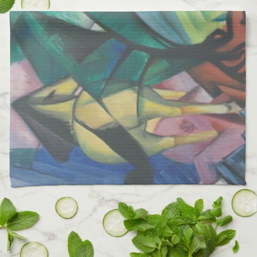 Paarden en Eagle van Franz Marc, Cubistische kuns Theedoek (Gevouwen)