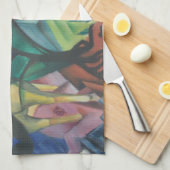 Paarden en Eagle van Franz Marc,  Cubistische kuns Theedoek (Quarter Fold)