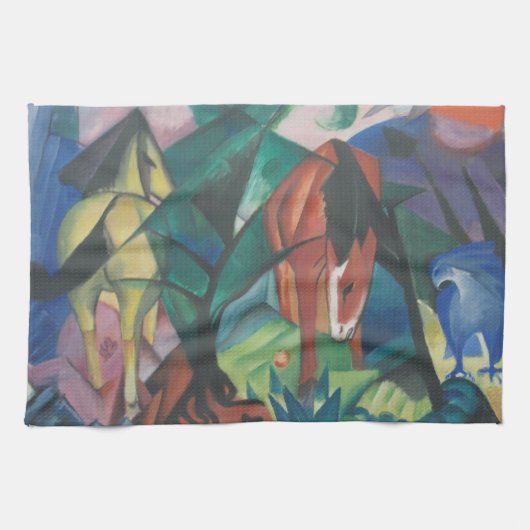 Paarden en Eagle van Franz Marc,  Cubistische kuns Theedoek (Horizontaal)