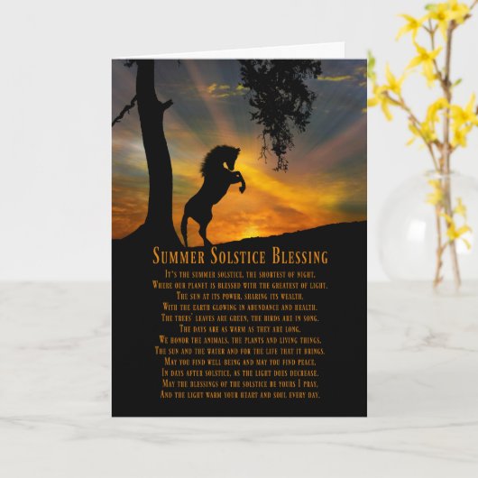 Paarden en eikenbomen Zomer Zomverzegeling gedicht Kaart (Gele Bloem)