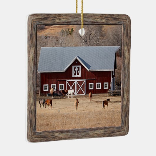 Paarden en foto's van Barn Keramisch Ornament (Rechts)