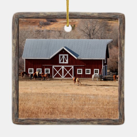 Paarden en foto's van Barn Keramisch Ornament (Achterkant)