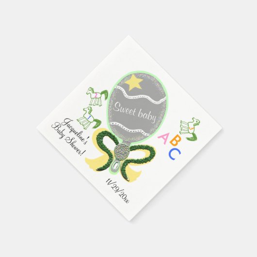 Paarden en Geelgroen Baby rammelaar Baby shower Servetten (Hoek)
