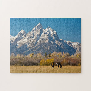 Paarden en Grand Tetons, machinehoofd Ranch Legpuzzel