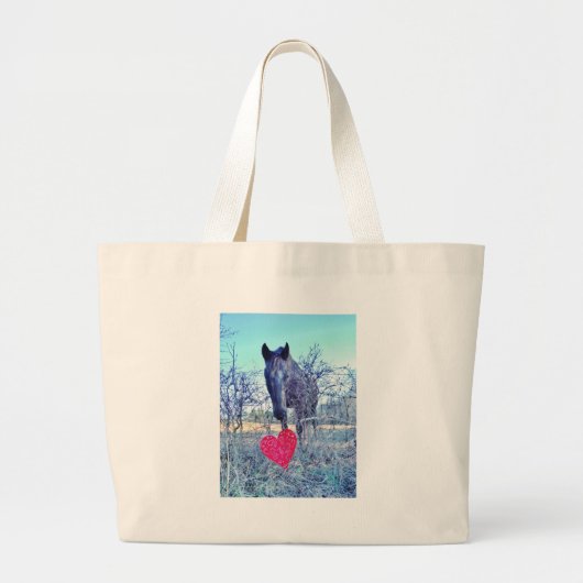 Paarden en hart grote tote bag (Voorkant)