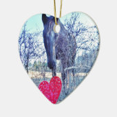 Paarden en hart keramisch ornament (Links)