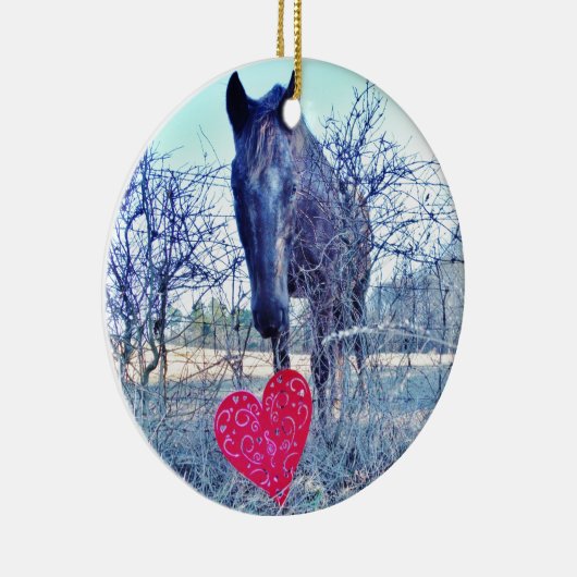 Paarden en hart keramisch ornament (Rechts)