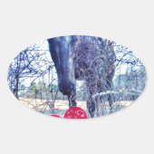 Paarden en hart ovale sticker (Voorkant)