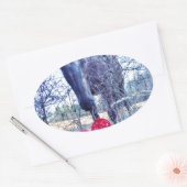 Paarden en hart ovale sticker (Envelop)