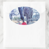 Paarden en hart ovale sticker (Tas)