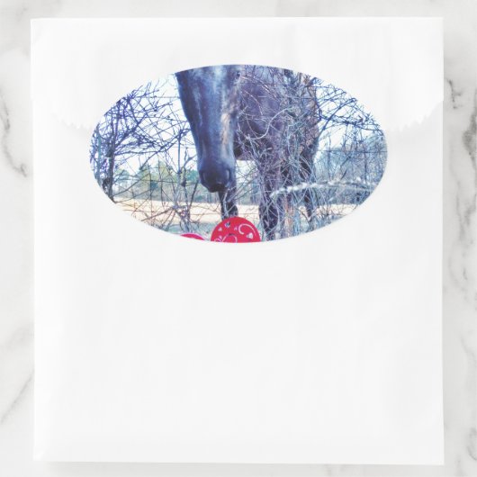 Paarden en hart ovale sticker (Tas)