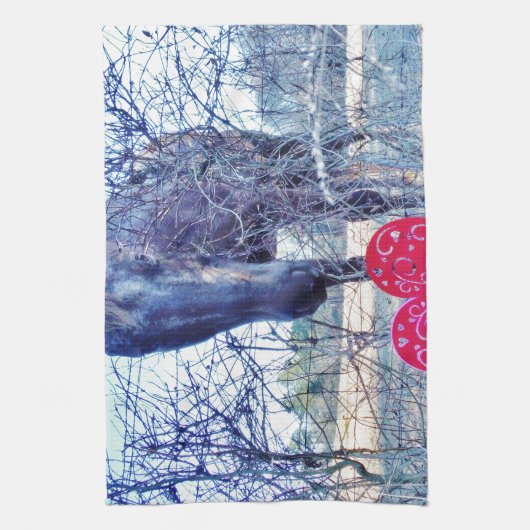 Paarden en hart theedoek (Verticaal)