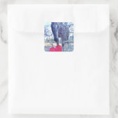 Paarden en hart vierkante sticker (Tas)