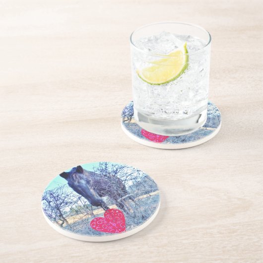 Paarden en hart zandsteen onderzetter (Zijkant)