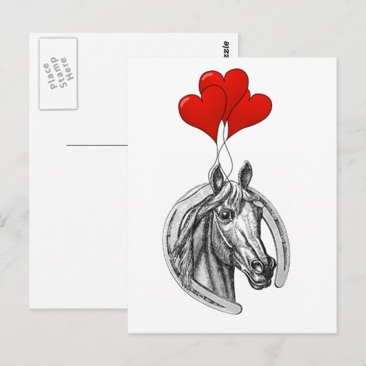Paarden en harten briefkaart (Voorkant / Achterkant)