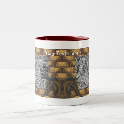 Paarden en Hay Bales persoonlijke foto Tweekleurige Koffiemok (Center)