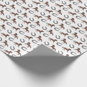 Paarden- en hoefijzer-patroon cadeaupapier (Hoek)