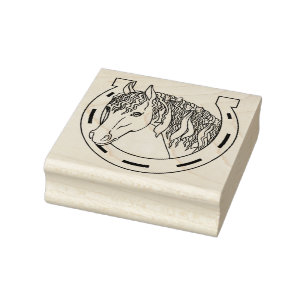 Paarden en Hoefijzer Rubberstempel