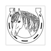 Paarden en Hoefijzer Rubberstempel (Afrduk)
