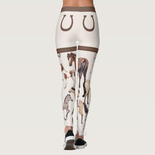 Paarden en Hoefijzers Neutrale kleur Leggings (Achterkant)