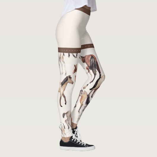 Paarden en Hoefijzers Neutrale kleur Leggings (Rechts)