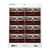 Paarden en Hoefijzers op Barn Wood Cowboy Gifts Etiket (Full Sheet)