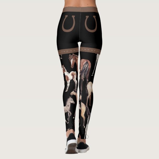 Paarden en Hoefijzers zwart en bruin Leggings (Achterkant)