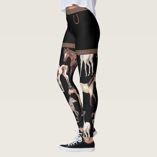 Paarden en Hoefijzers zwart en bruin Leggings (Links)