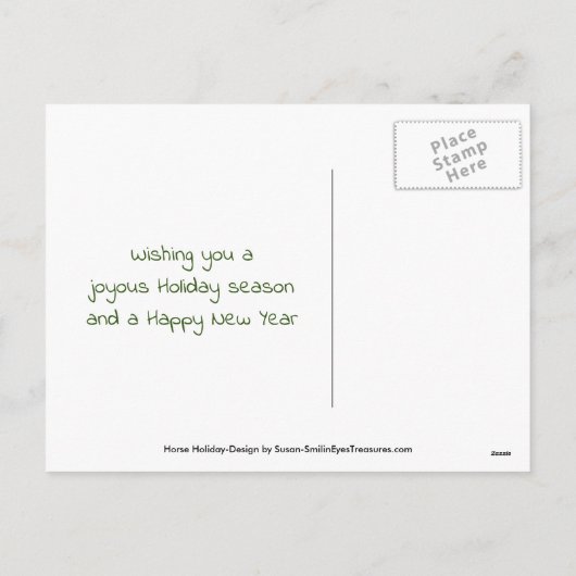 Paarden en Holly Kerstfeestdag  Feestdagenkaart (Achterkant)